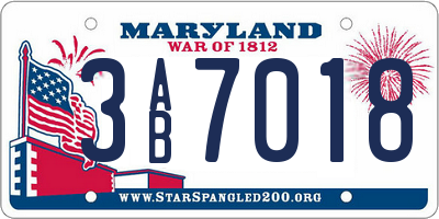 MD license plate 3AB7018