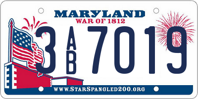 MD license plate 3AB7019