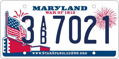 MD license plate 3AB7021