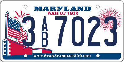 MD license plate 3AB7023