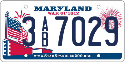 MD license plate 3AB7029