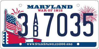 MD license plate 3AB7035
