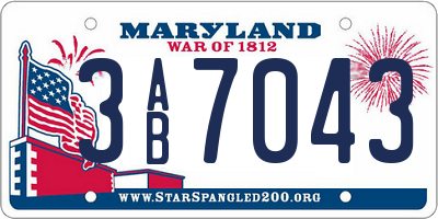 MD license plate 3AB7043