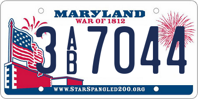 MD license plate 3AB7044