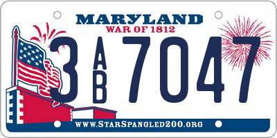 MD license plate 3AB7047