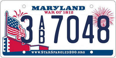 MD license plate 3AB7048