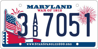 MD license plate 3AB7051