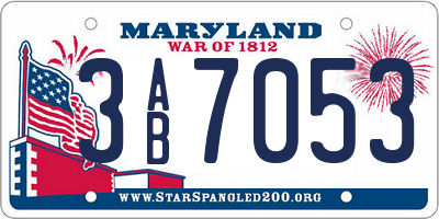 MD license plate 3AB7053