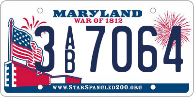 MD license plate 3AB7064