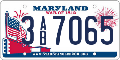 MD license plate 3AB7065