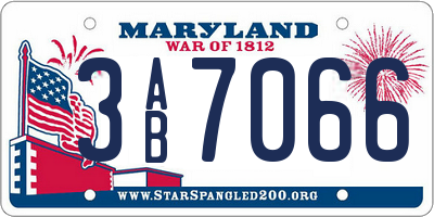 MD license plate 3AB7066