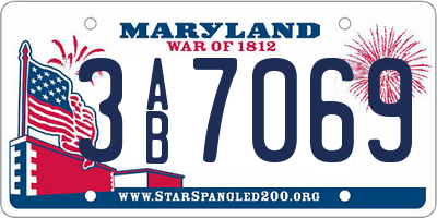 MD license plate 3AB7069