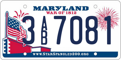 MD license plate 3AB7081