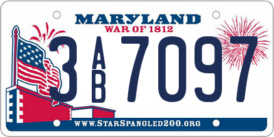 MD license plate 3AB7097