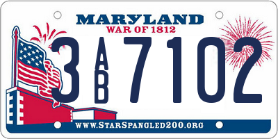 MD license plate 3AB7102