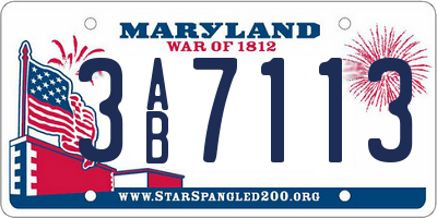 MD license plate 3AB7113