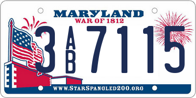 MD license plate 3AB7115