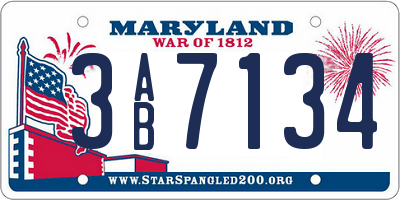 MD license plate 3AB7134