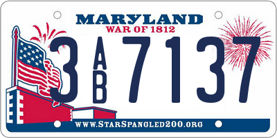 MD license plate 3AB7137