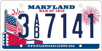MD license plate 3AB7141