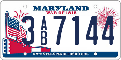 MD license plate 3AB7144