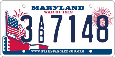 MD license plate 3AB7148