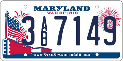 MD license plate 3AB7149