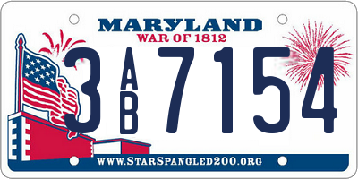 MD license plate 3AB7154