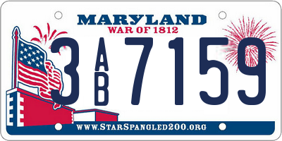 MD license plate 3AB7159