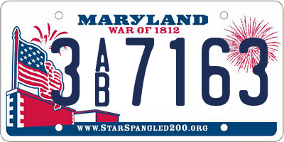 MD license plate 3AB7163