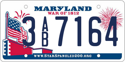 MD license plate 3AB7164