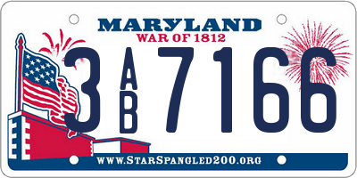 MD license plate 3AB7166