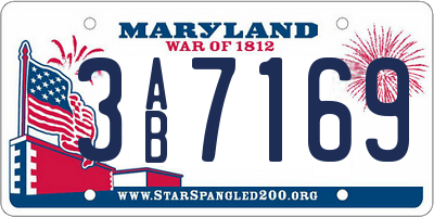 MD license plate 3AB7169