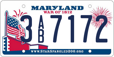 MD license plate 3AB7172