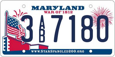 MD license plate 3AB7180