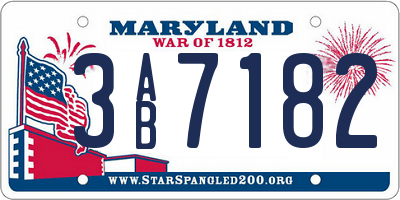 MD license plate 3AB7182