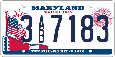 MD license plate 3AB7183