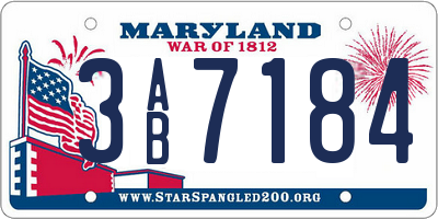 MD license plate 3AB7184