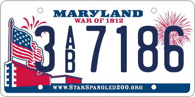 MD license plate 3AB7186