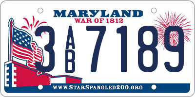 MD license plate 3AB7189