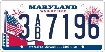 MD license plate 3AB7196