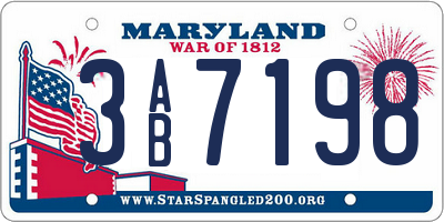 MD license plate 3AB7198
