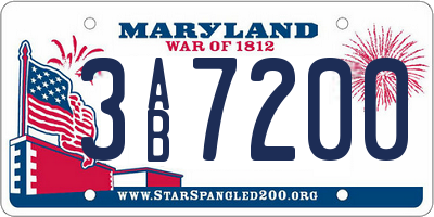 MD license plate 3AB7200