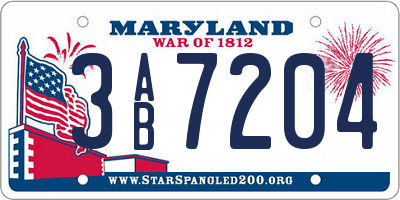 MD license plate 3AB7204