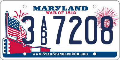MD license plate 3AB7208
