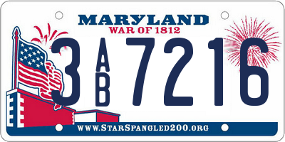MD license plate 3AB7216