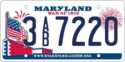 MD license plate 3AB7220