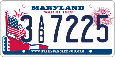 MD license plate 3AB7225