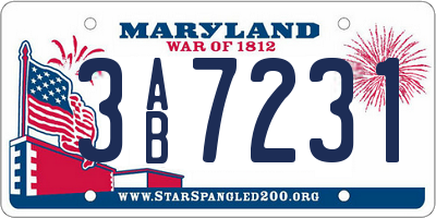 MD license plate 3AB7231