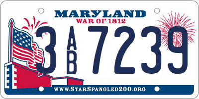 MD license plate 3AB7239